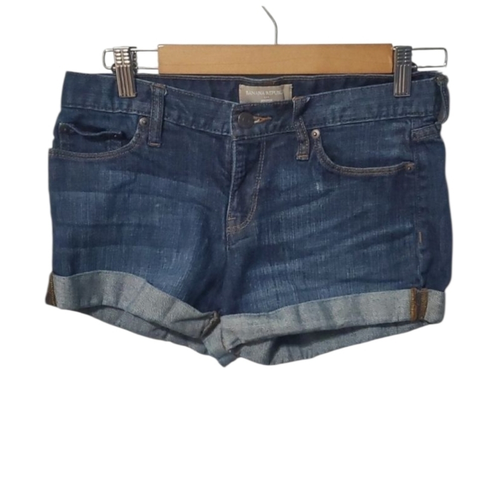 Banana Republic Shorts Womens Sz 6p 6 Petite Stretch Classic Denim Cuffed Summer